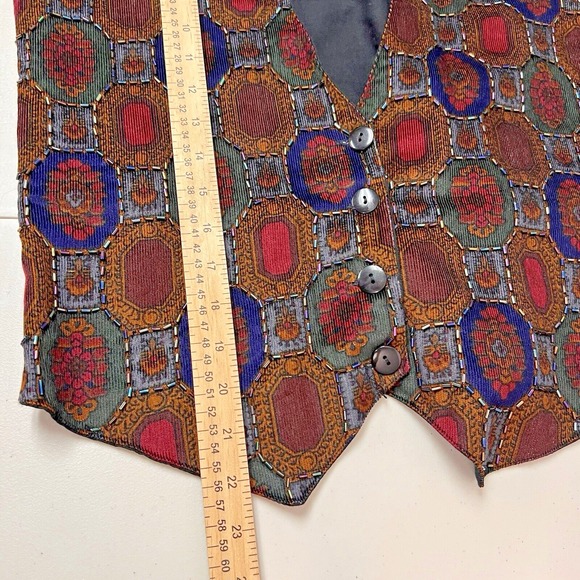 Creazioni Effeci Batik Womens Medium Beaded Vest Retro Brown Funky 70s Bohemian - Picture 8 of 9